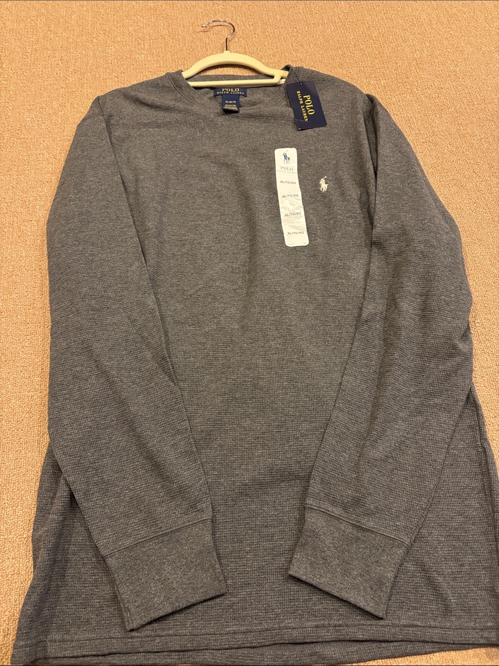Polo Ralph Lauren Grey Long Sleeve Thermal Knit Tee